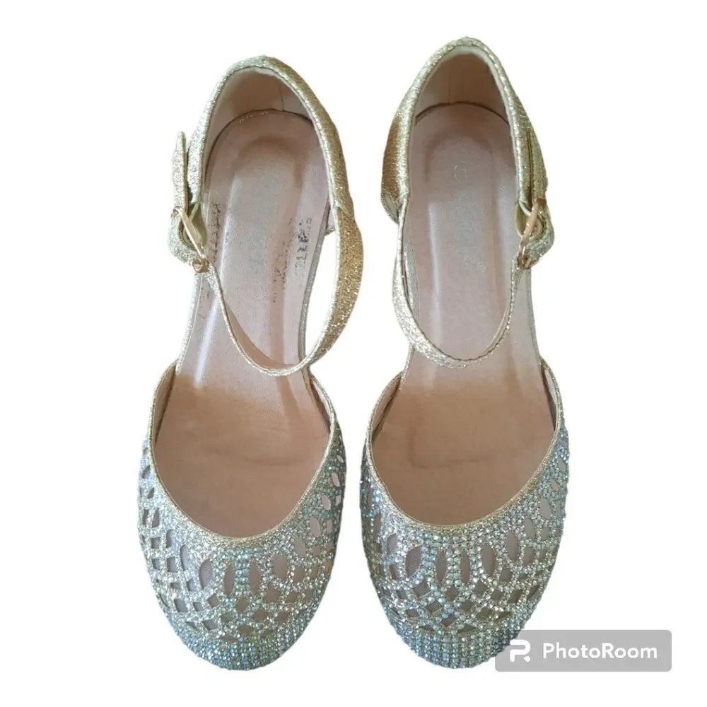 Link Sparkle Glitter Jeweled Wedge Heel Sandals